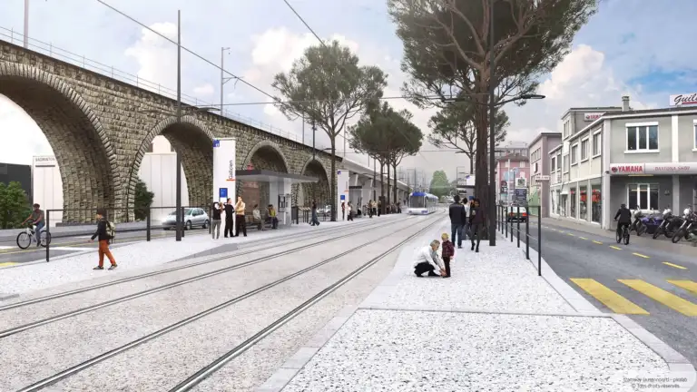 Visualisation of a tram stop in Lausanne from a passenger’s perspective