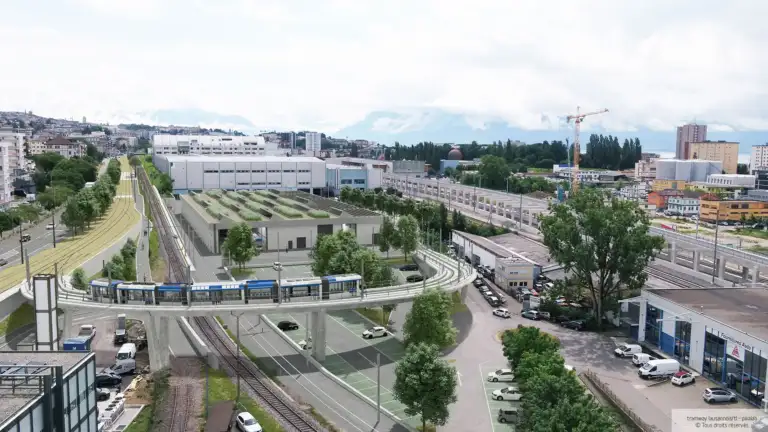 Visualisation of a tram bridge in Lausanne