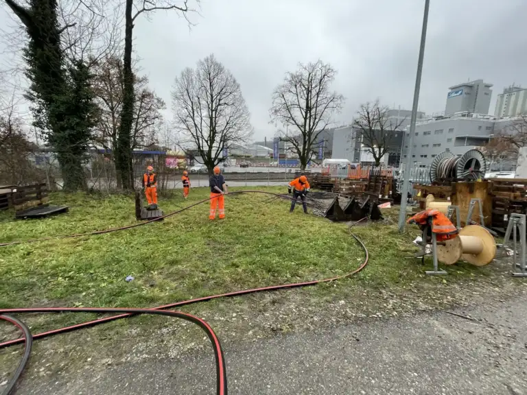 Kabeleinzugsarbeiten beim SBB-Werk in Olten