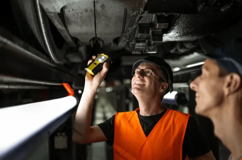 Qualität ist Teil der Philosophie von Enotrac. Im Bild befindet sich ein Enotrac Mitarbeiter bei der Prüfung.